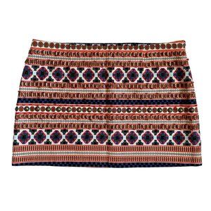 Forever 21 Beaded Tribal Pattern Low Rise Mini Skirt